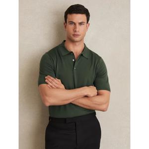 REISS Manor Merino Wool Short-Sleeve Polo Shirt